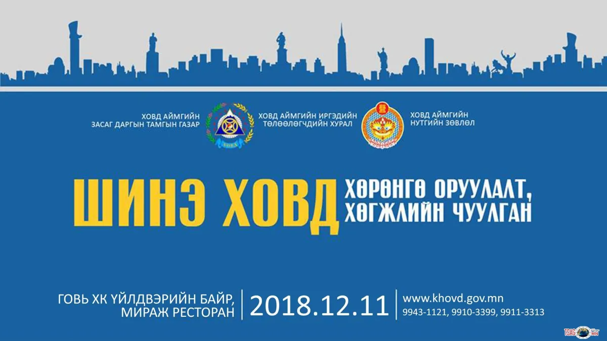 \"Шинэ Ховд\'\' хөрөнгө оруулалт хөгжлийн чуулган болно